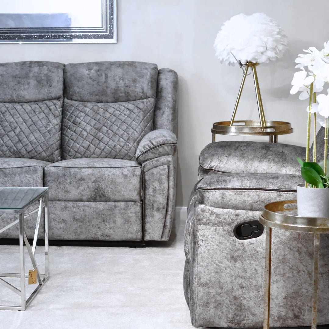 Chelsea 3 Seater Plush Velvet-Style Fabric Manual Recliner Sofa rs furniture