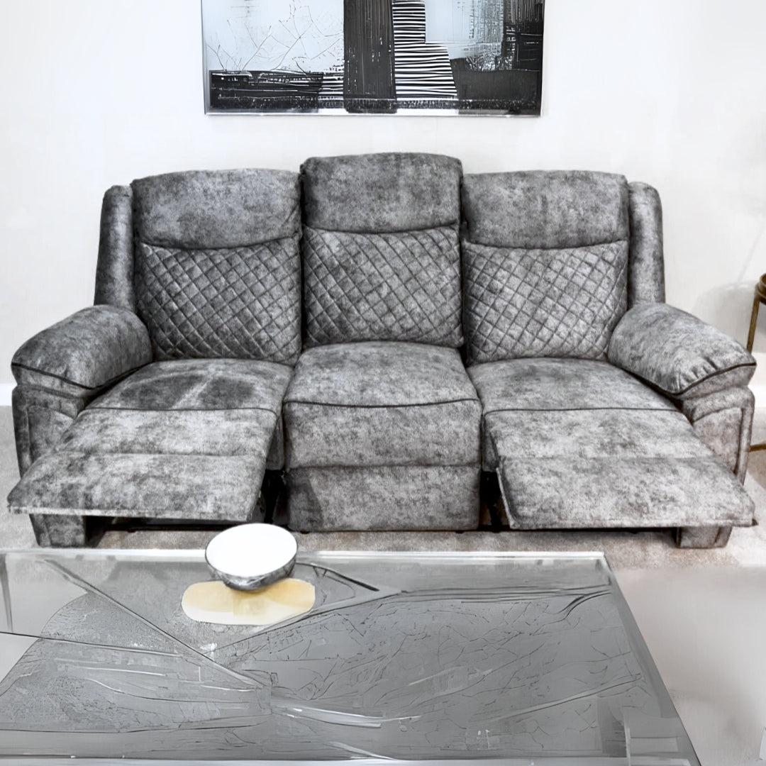 Chelsea 3 Seater Plush Velvet-Style Fabric Manual Recliner Sofa rs furniture