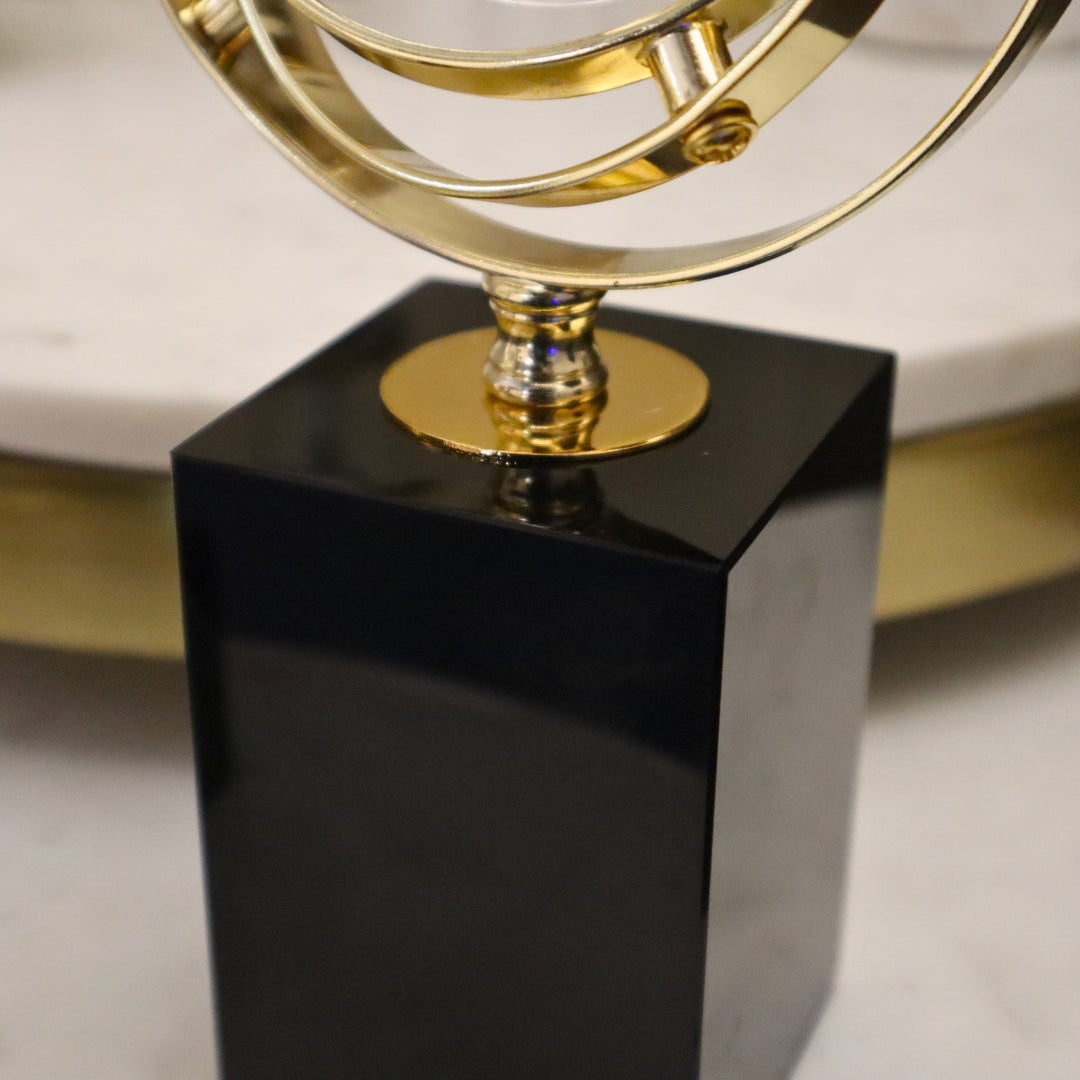 Large Globe Shape Crystal Ball On Marble Base 23cm Ivan