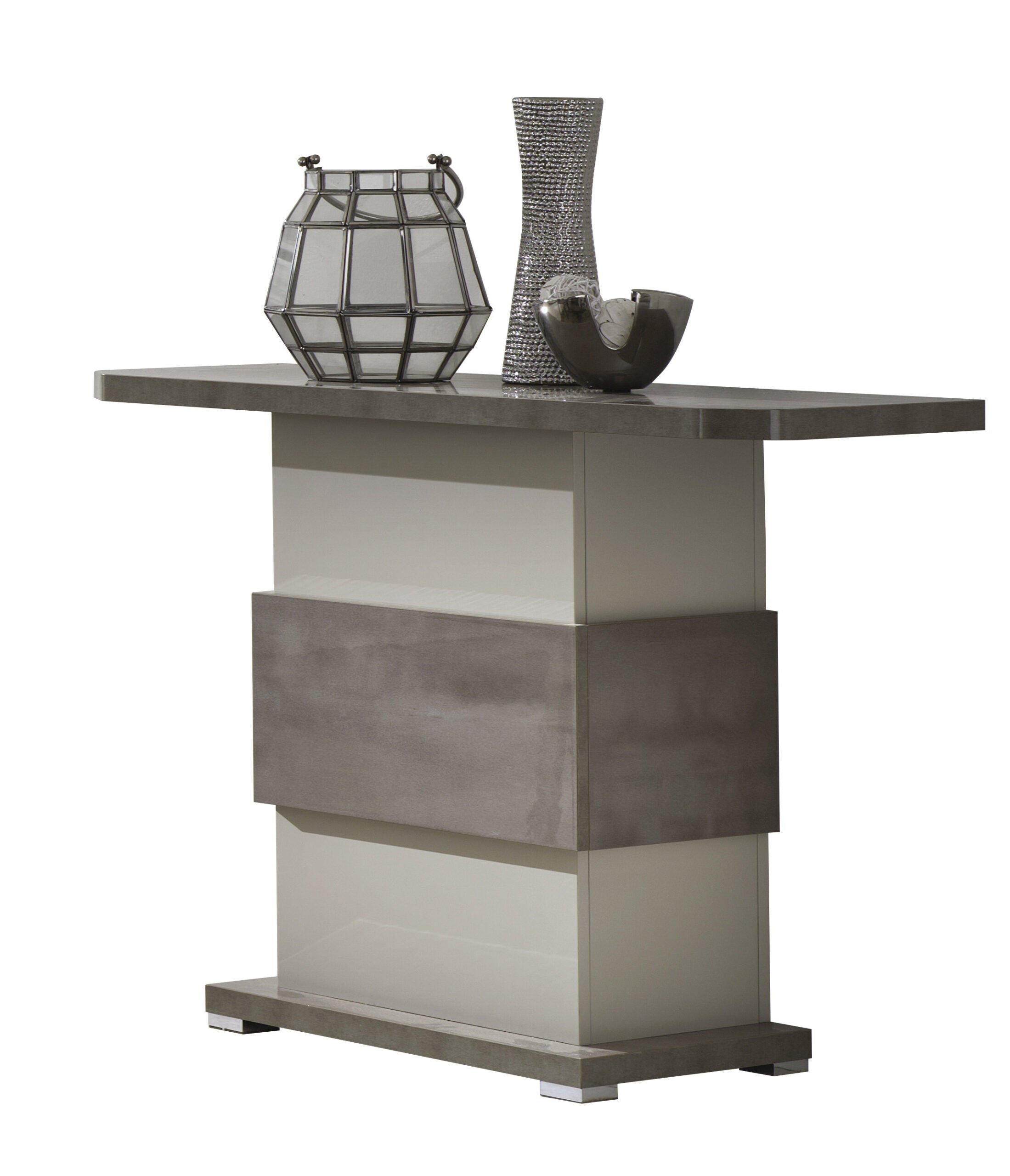 Hilton Grey High Gloss & Grey Stone Finish Console Table san martino