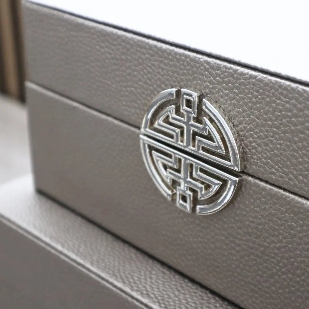 Silver & Grey Pewter Faux Leather Storage Boxes (Set of 2) CIMC