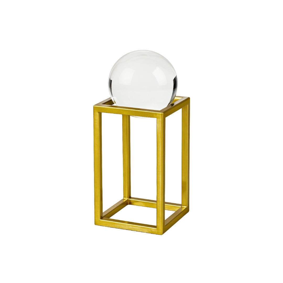 Small Crystal Ball on Gold Metal Frame Home Ornament Ivan
