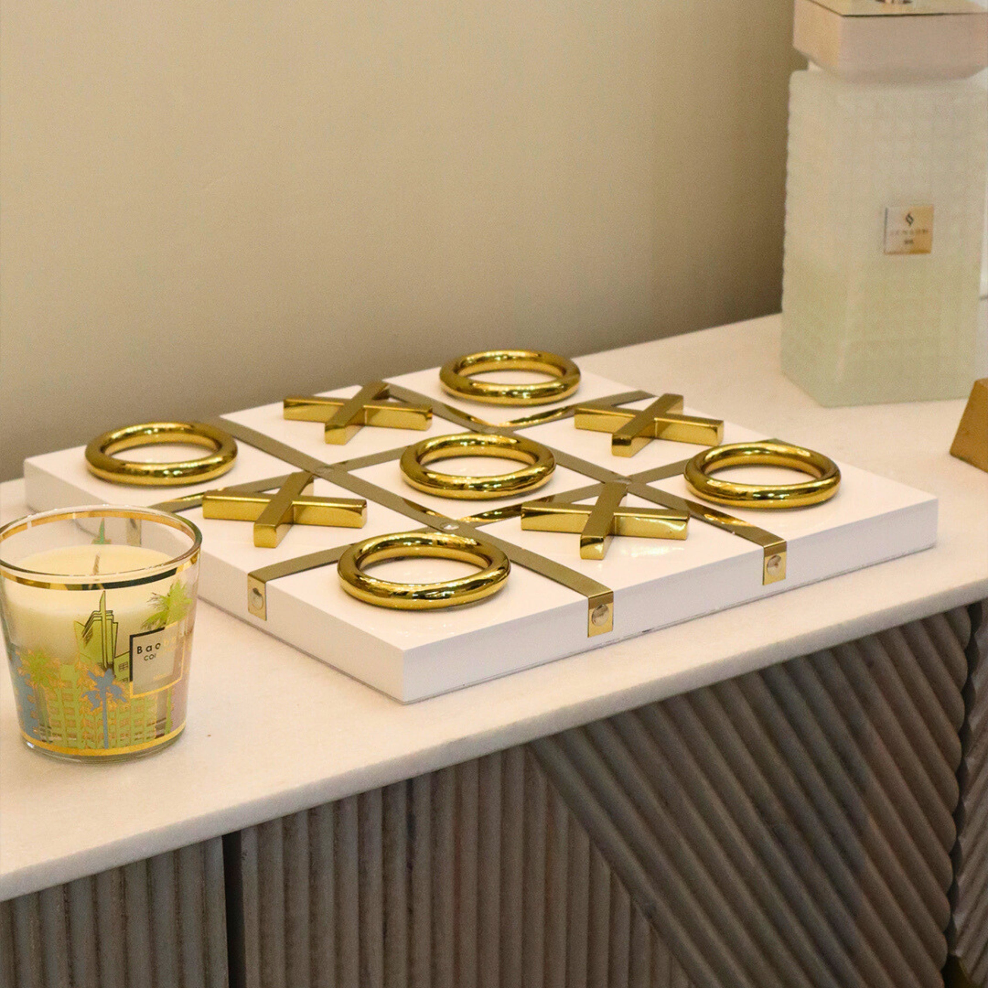 White & Gold Tic-Tac-Toe Game Ornament Ivan