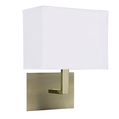 Hotel Wall Light- Antique Brass Metal & White Fabric Searchlight