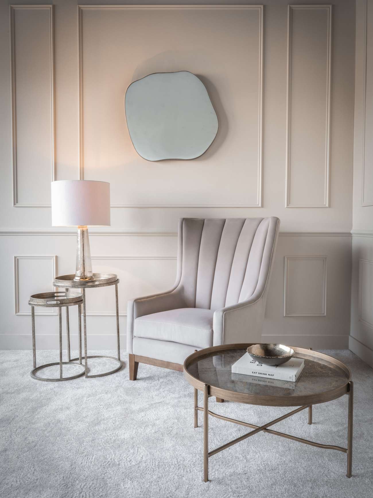 Vienna Antique Gold Atlas Side Tray Nesting Tables (Set of 2) Libra