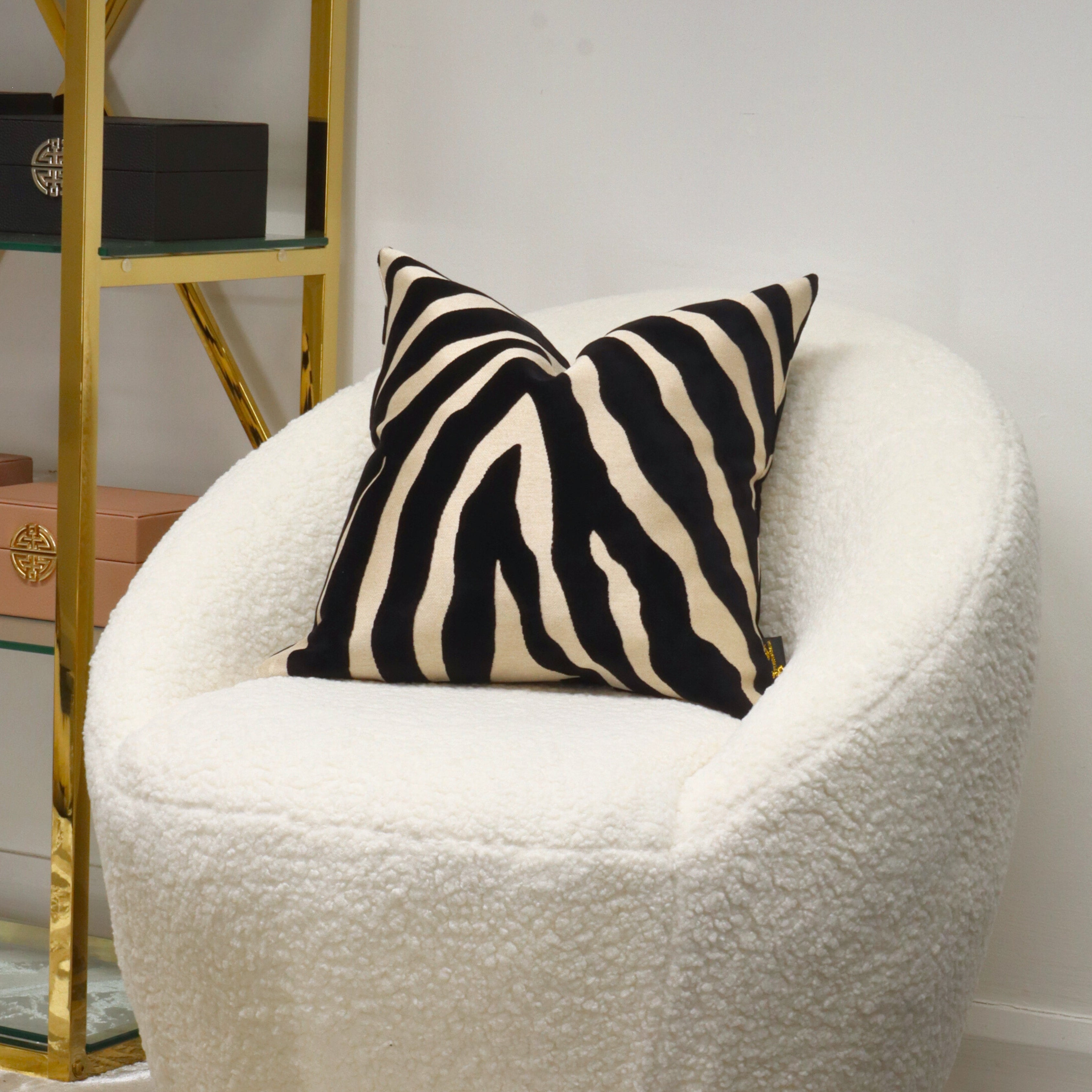 Small Black & White Zebra Print Cushion malini