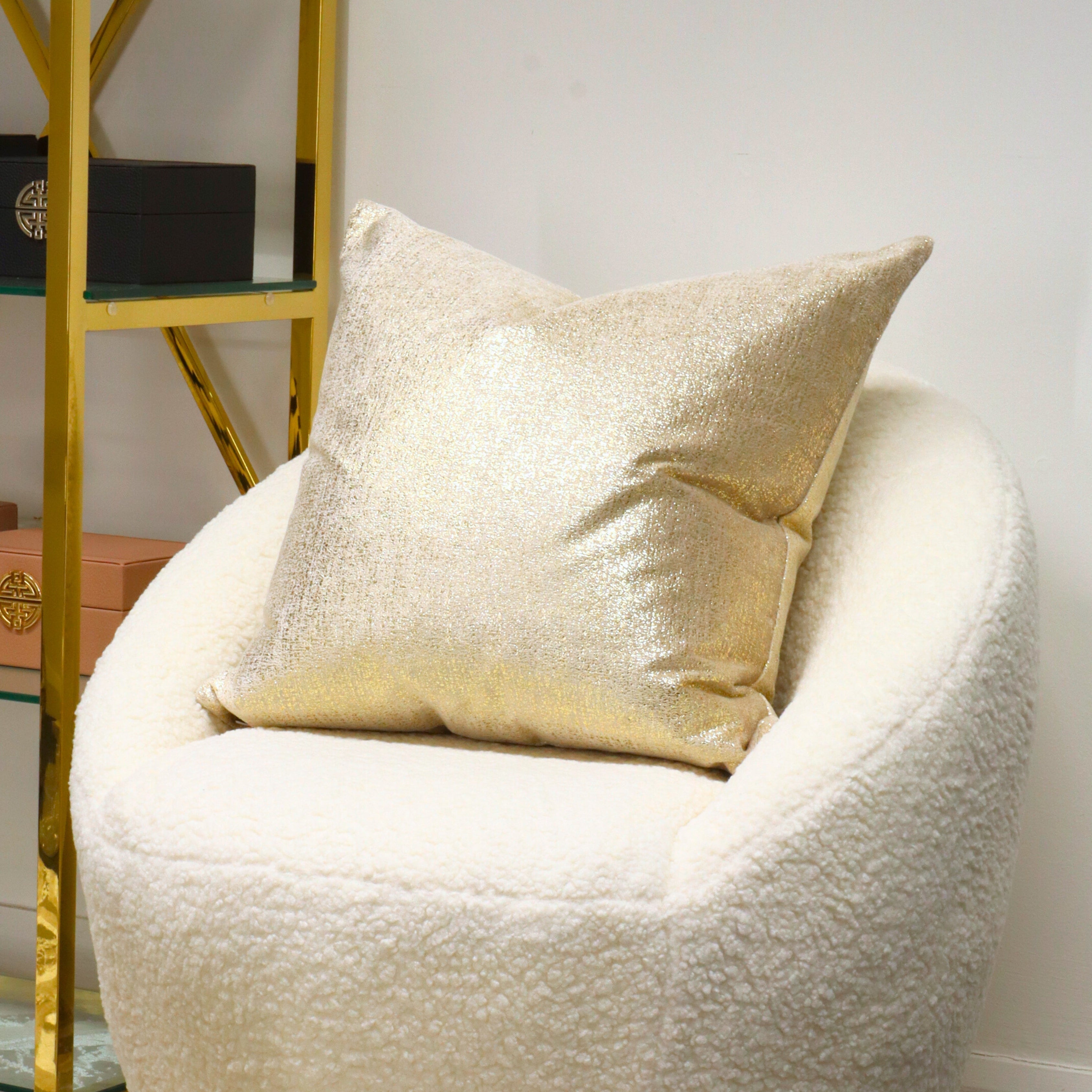 Large Sona Gold Metallic Polyester Cushion malini