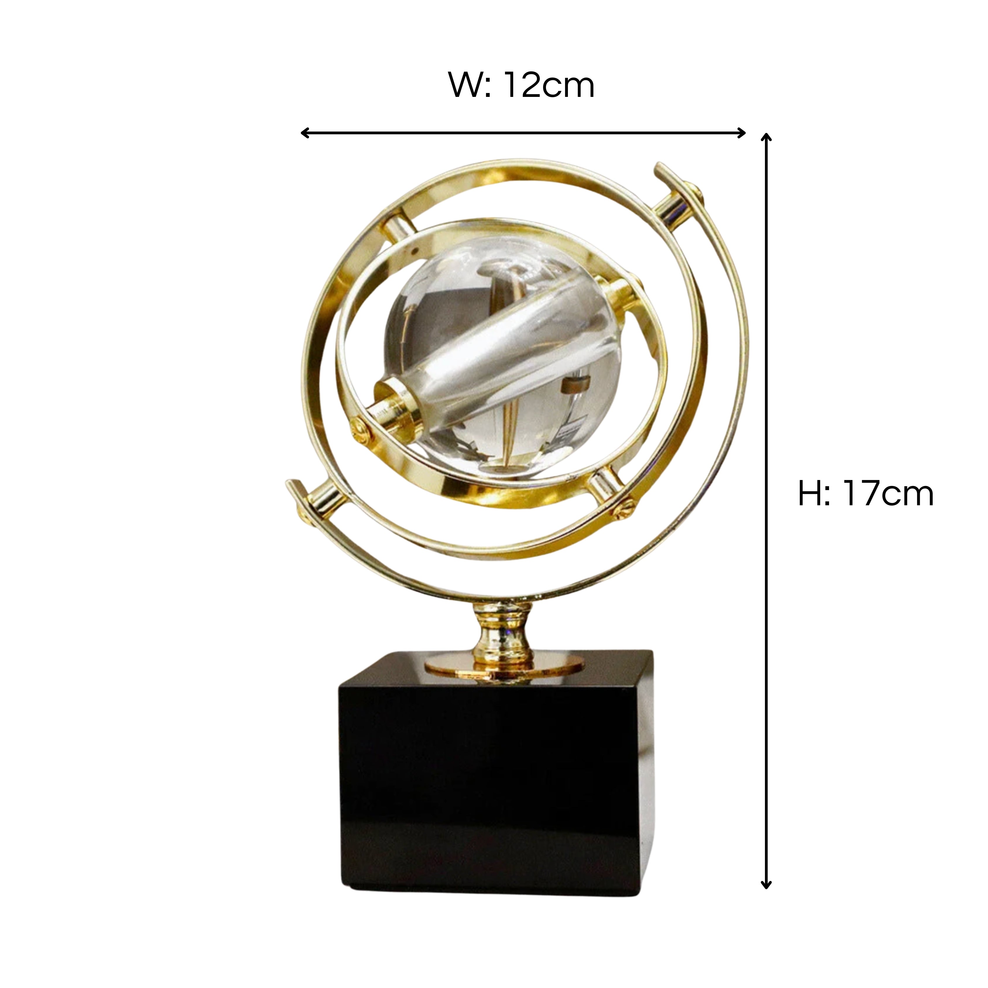 Small Globe Shape Crystal Ball On Marble Base 17cm Ivan