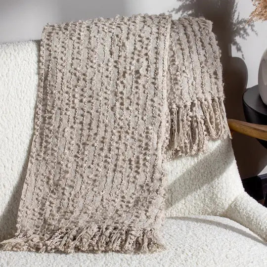 Arvo Woven Tasselled Throw Feather riva home