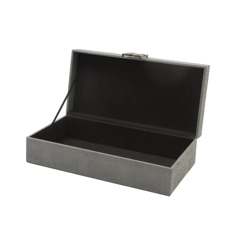 Set of 2 Dark Grey Faux Leather with Gunmetal Handle Jewellery Boxes CIMC