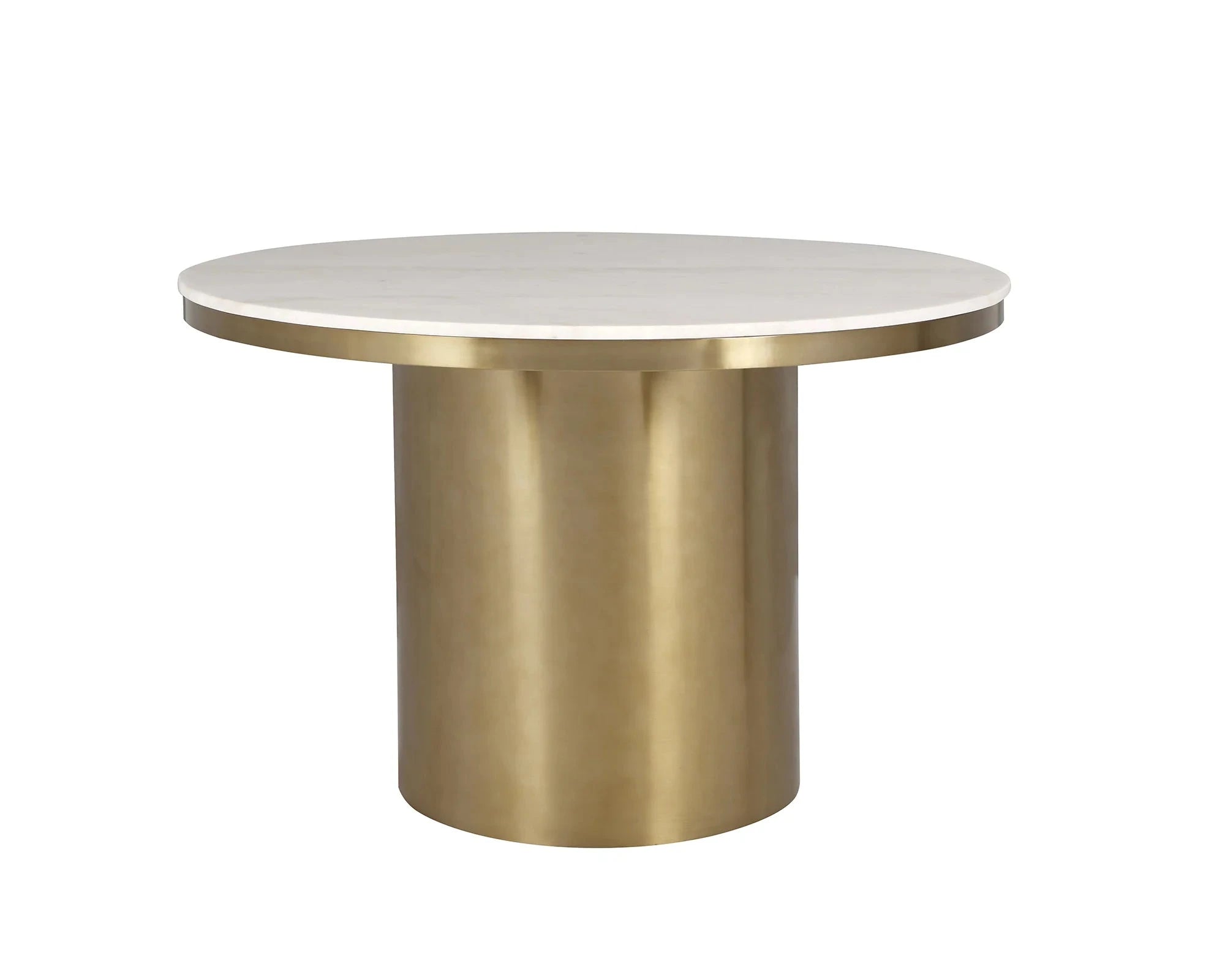 Camden Dining Table - Beige Marble/ Brushed Brass 130cm Kevin Simba