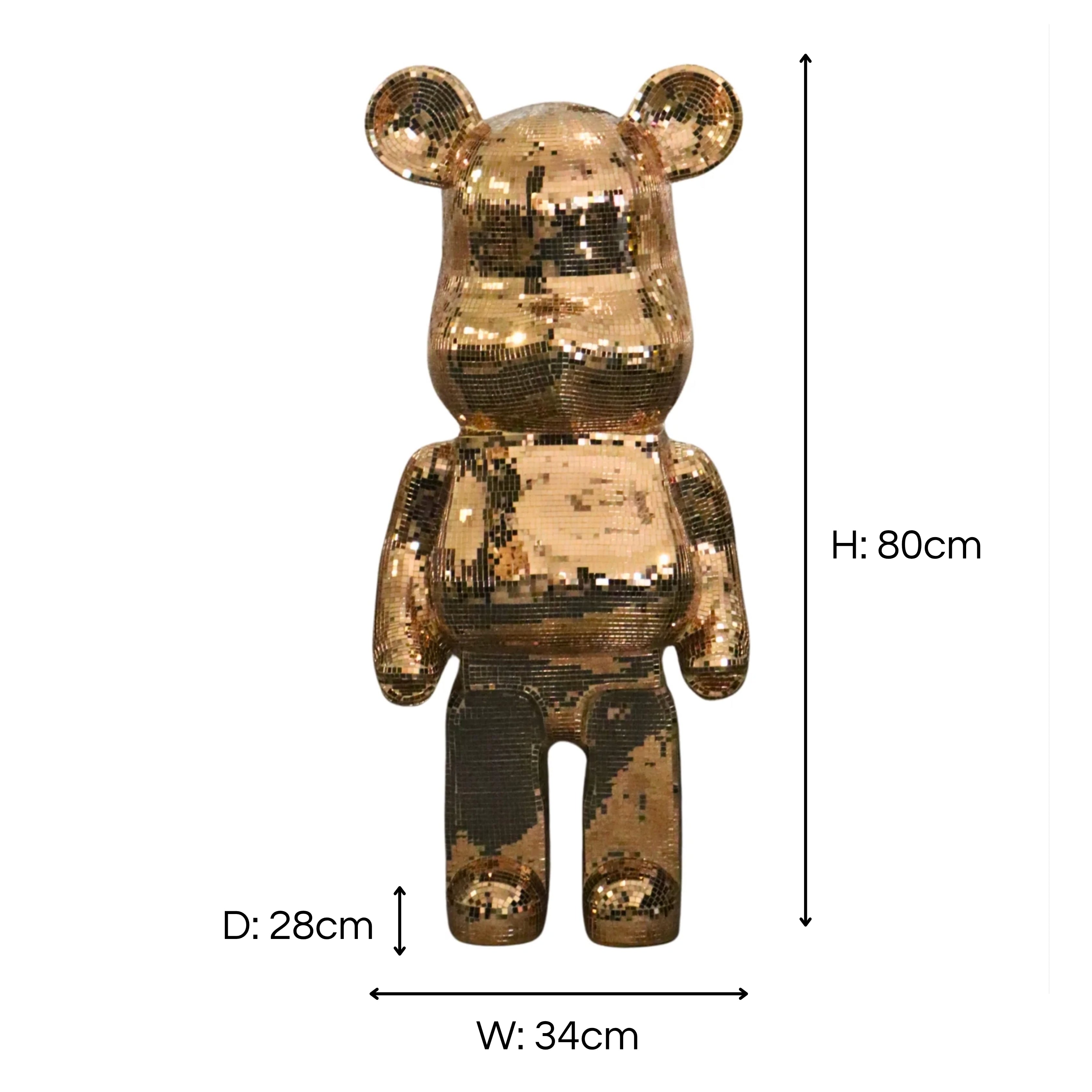 Richmond Interiors Large Art Deco Rose Gold Mosaic Standing Bear 80cm