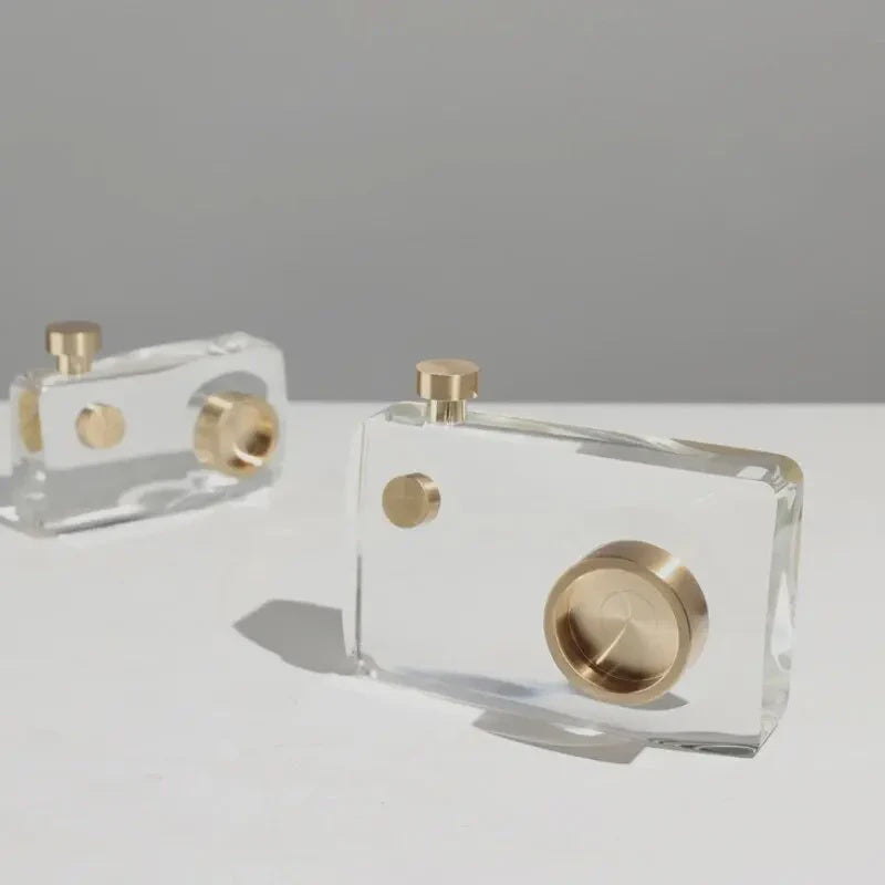 Crystal Glass Retro Camera Decorative Ornament 17cm Ivan