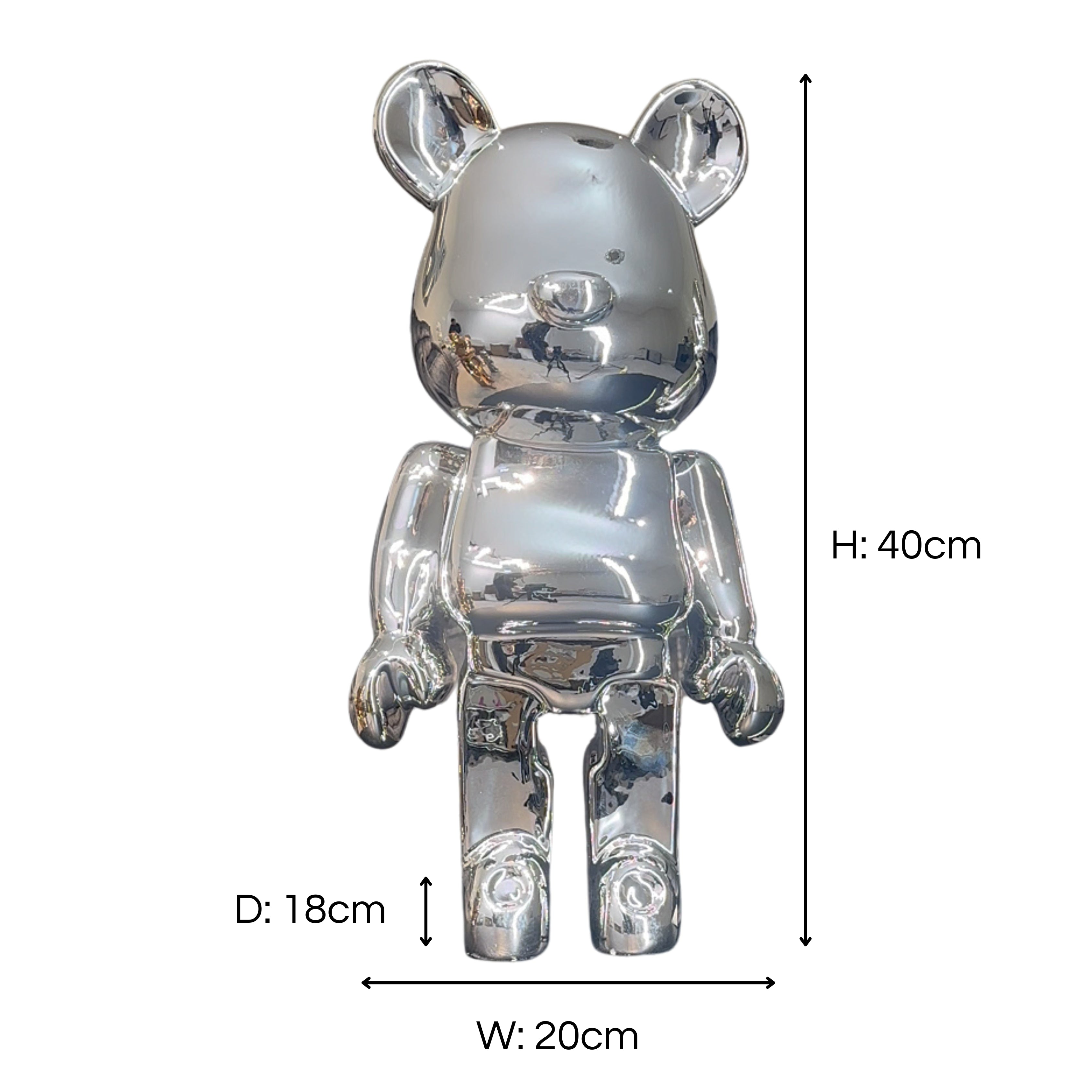 Chrome Standing Bear 40cm Ivan