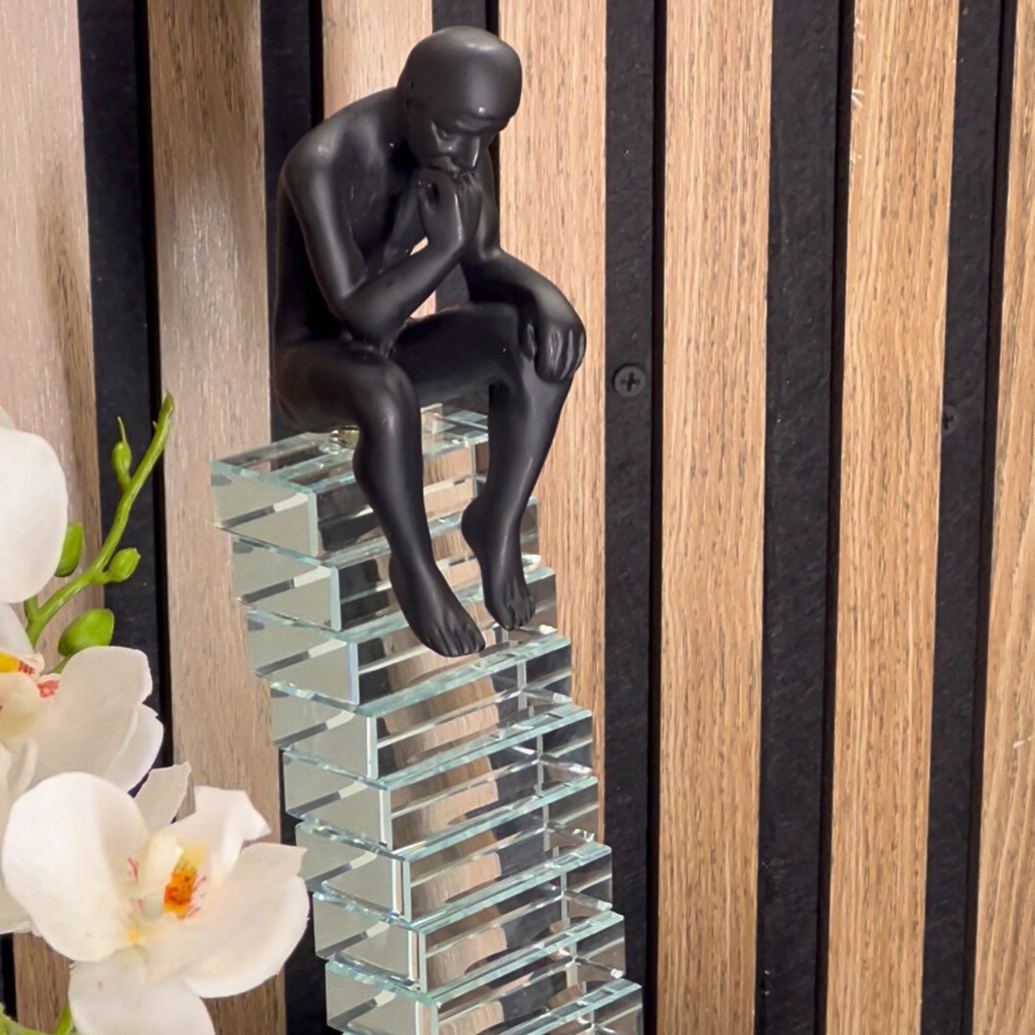 Crystal Staircase Thinking Man Ornament Large 27cm Ivan