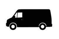 a silhouette of a UK style DELIVERY Van