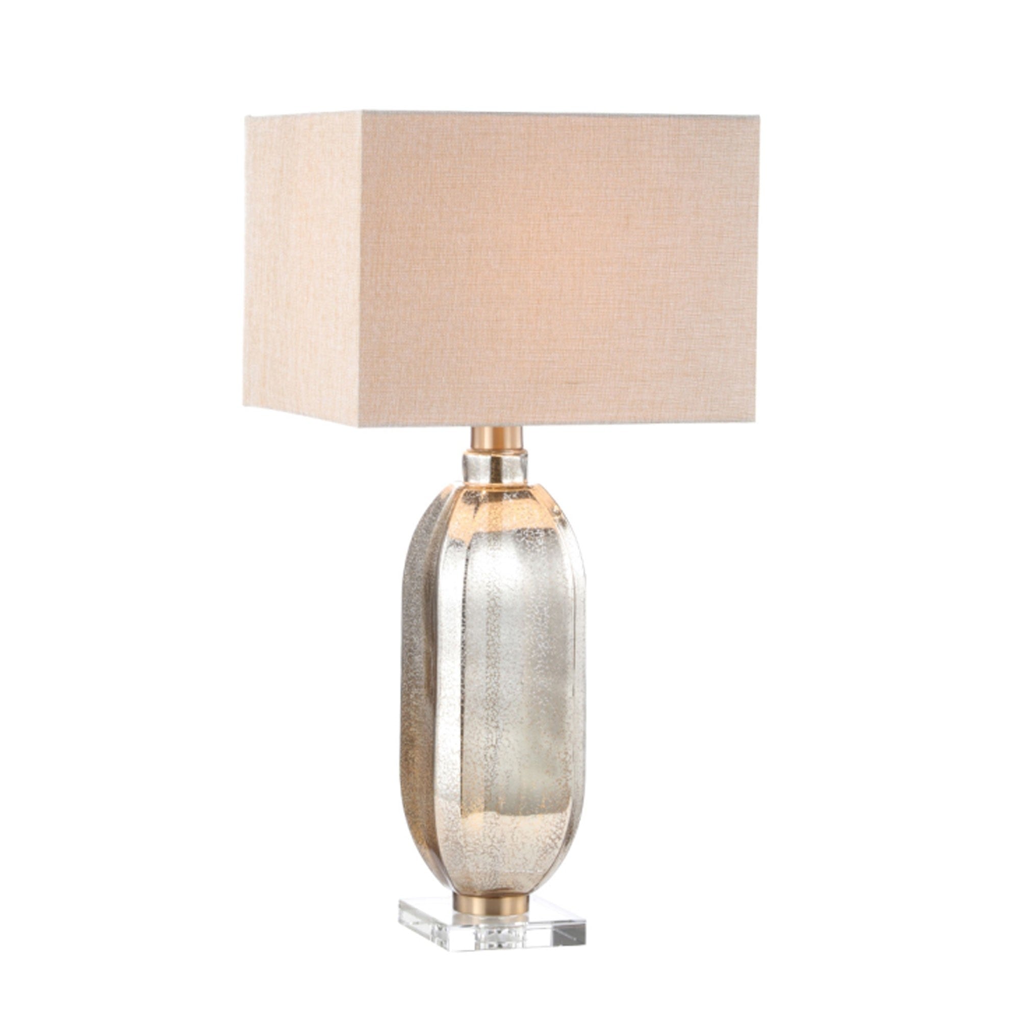 83.8cm Gold Mercury Glass Table Lamp with Cream Linen Shade CIMC