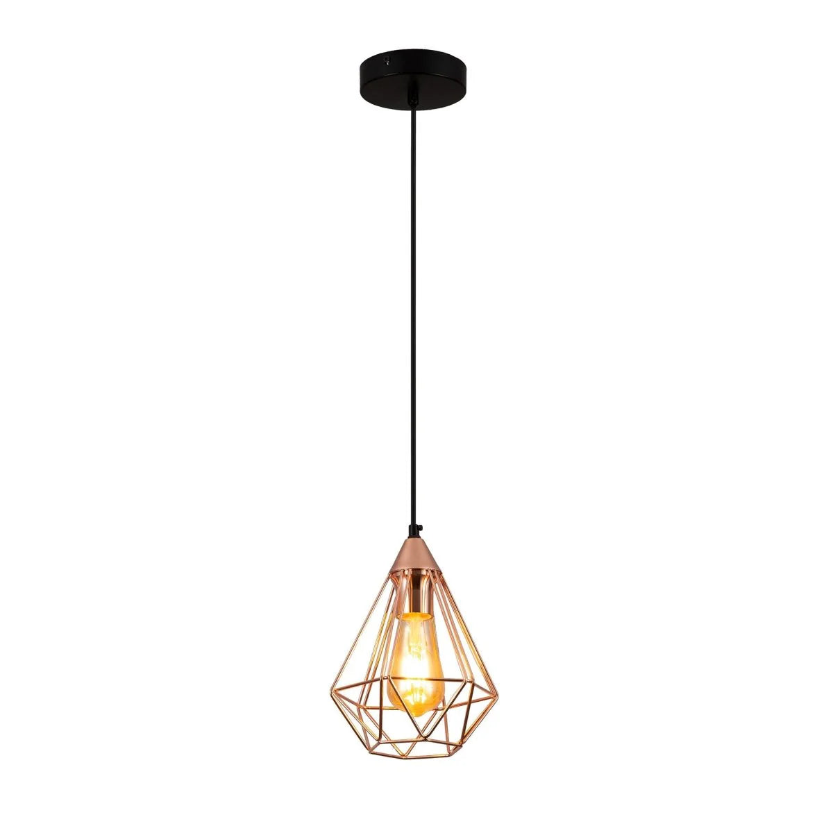 Rose Gold Metal Cage Pendant Ceiling Light Home Store Living