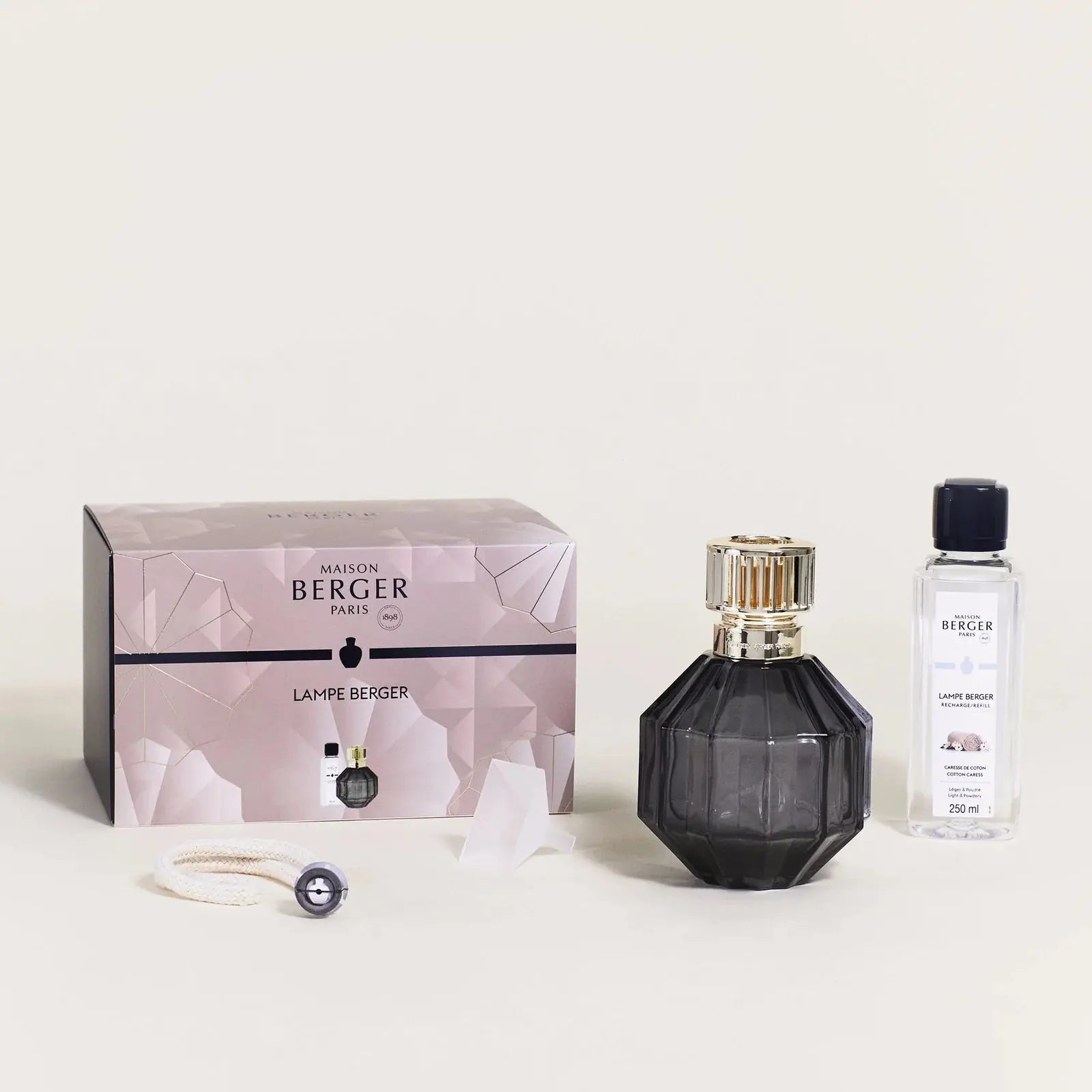 Maison Berger Facette Black Gift Set with 250ml Cotton Caress Refill Maison Berger Paris