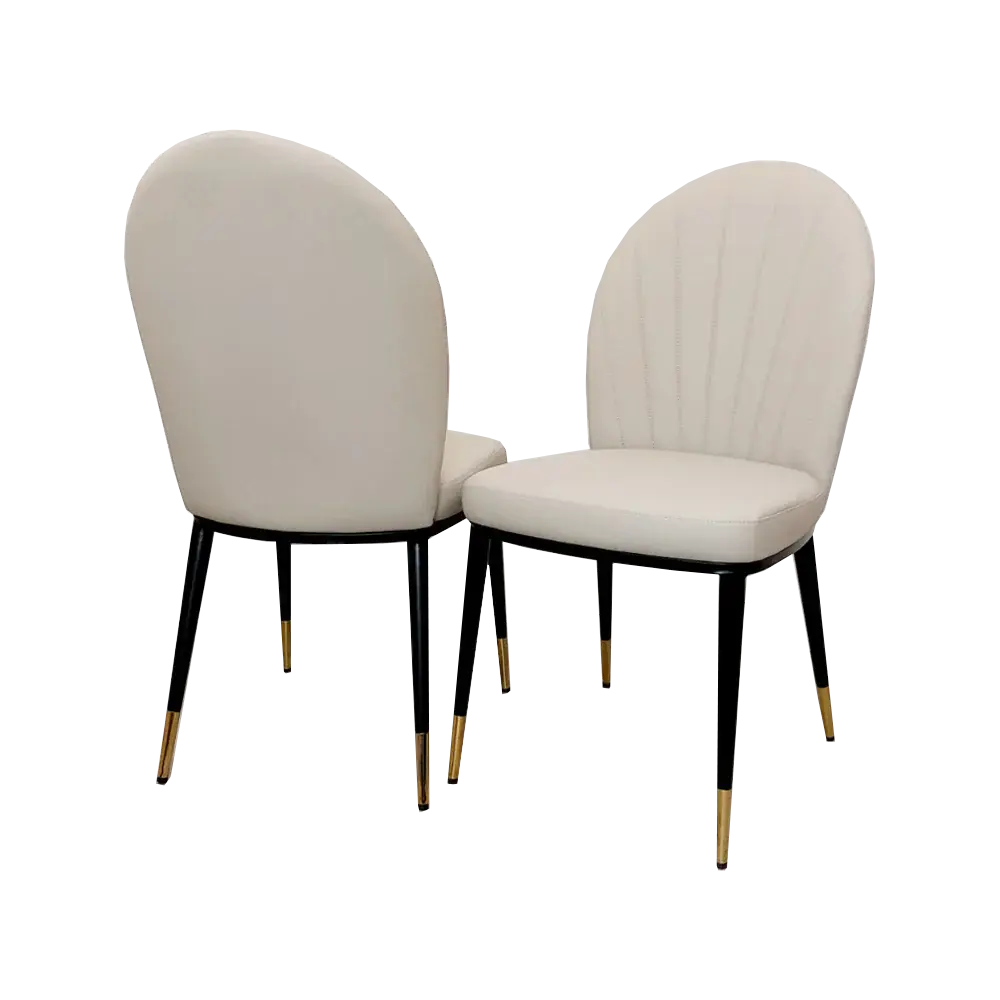 Etta Beige Leather Dining Chair (Set of 2) Home Store Living