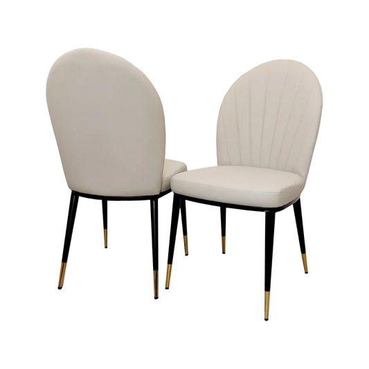 Etta Beige Leather Dining Chair (Set of 2) Home Store Living