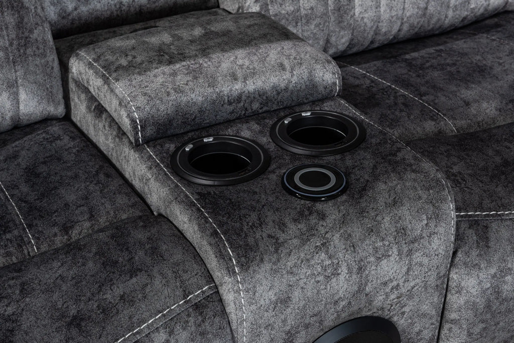FIRST DRAFT Cheshire Electric Recliner Corner Sofa in Resilient Grey Velvet Fabric Home Store Living