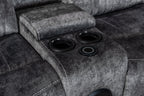 FIRST DRAFT Cheshire Electric Recliner Corner Sofa in Resilient Grey Velvet Fabric Home Store Living