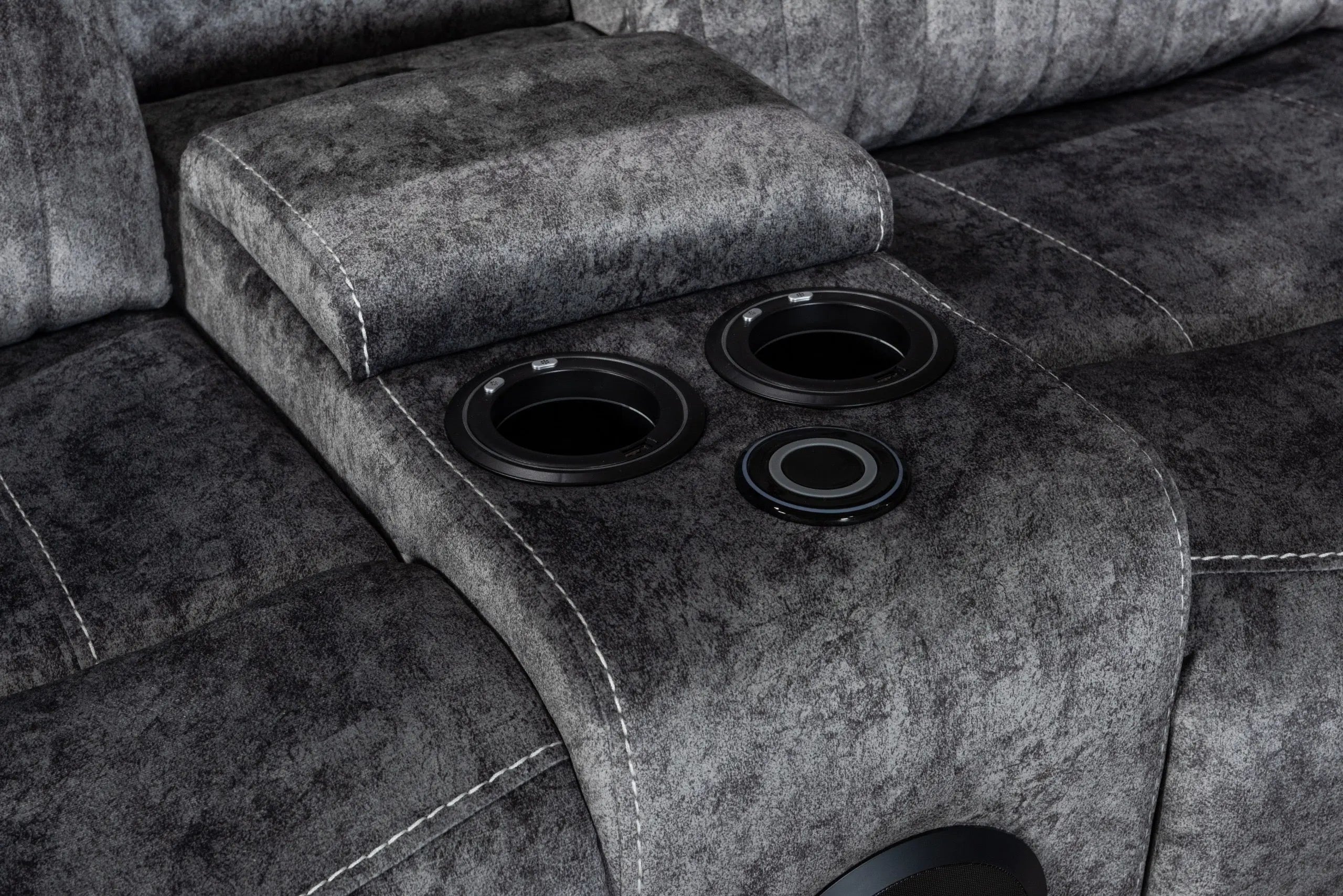 FIRST DRAFT Cheshire Electric Recliner Corner Sofa in Resilient Grey Velvet Fabric Home Store Living