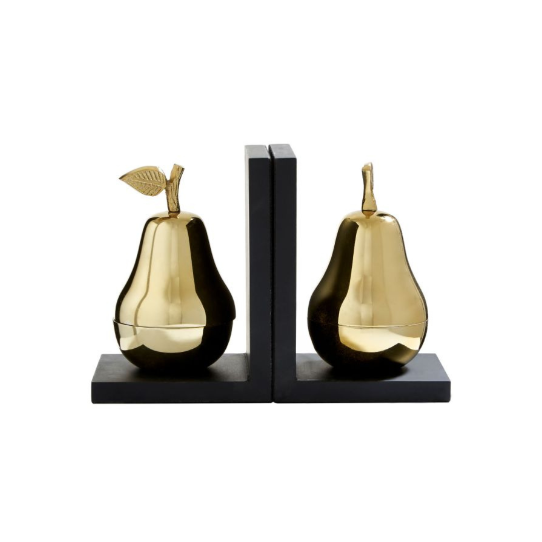 Pear Decorative Gold Bookends (Set of 2) Home Store Living