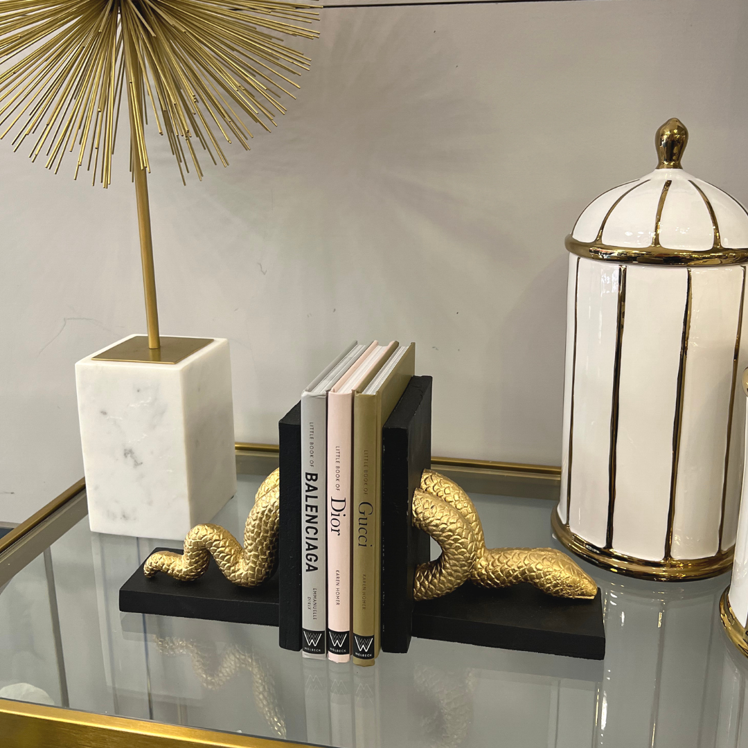 Serpent Decorative Gold Bookends (Set of 2) Home Store Living