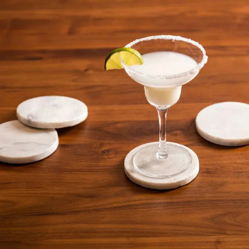 Round Off-White Marble Coasters (Set of 4) premier housewares