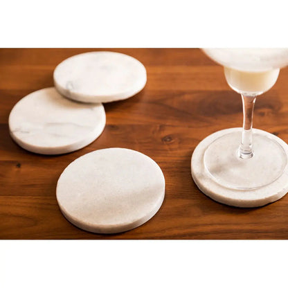 Round Off-White Marble Coasters (Set of 4) premier housewares