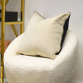 Large Paul Moneypenny Twofaced Black & Cream Double-Sided Velvet Cushion with Taupe Piping malini