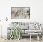 Dripping Silver Abstract Framed Canvas Artwork camelot