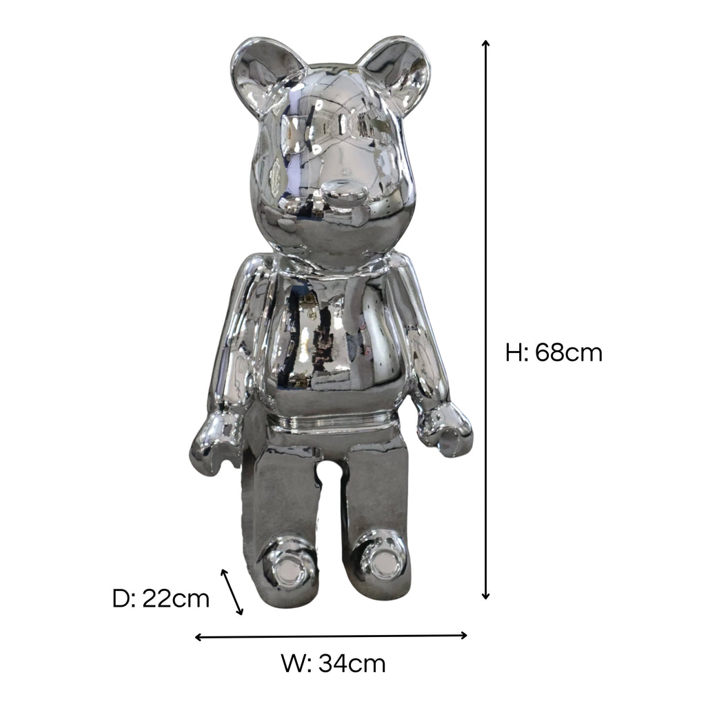 Chrome Standing Bear 68cm Ivan