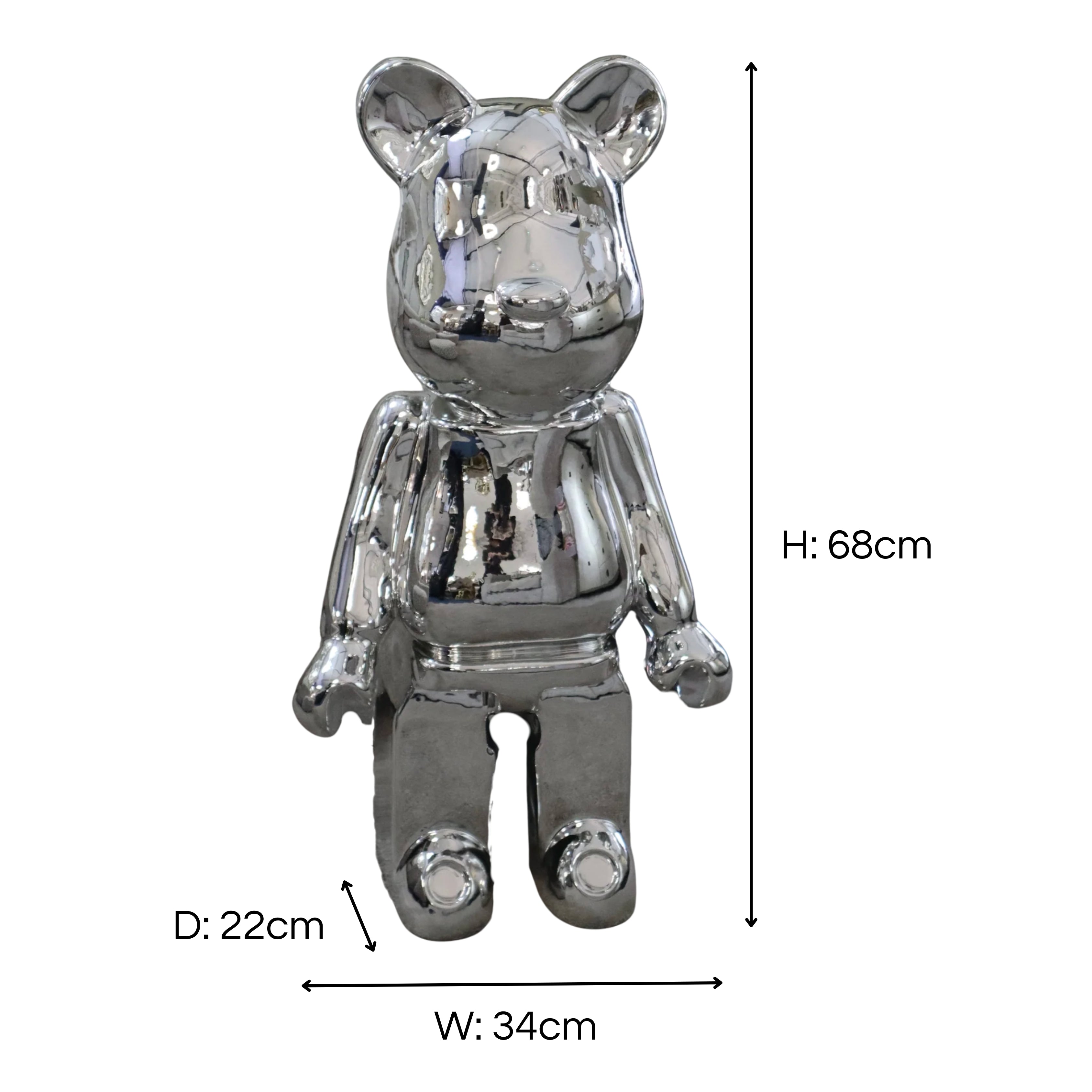 Chrome Standing Bear 68cm Ivan