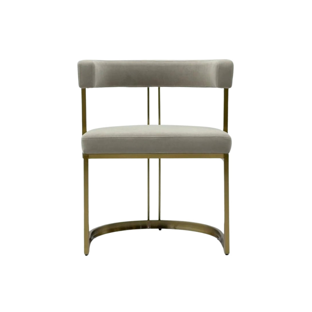 Lusso cream velvet dining chair, front view