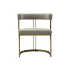 Lusso cream velvet dining chair, front view