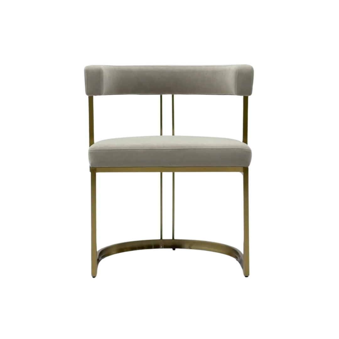 (Set of 2) Lusso Velvet Dining Chair - Cream & Gold YS Interiors