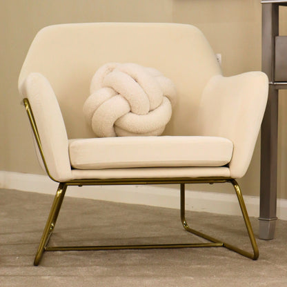 Charles Velvet Cream & Gold Armchair Home Store Living