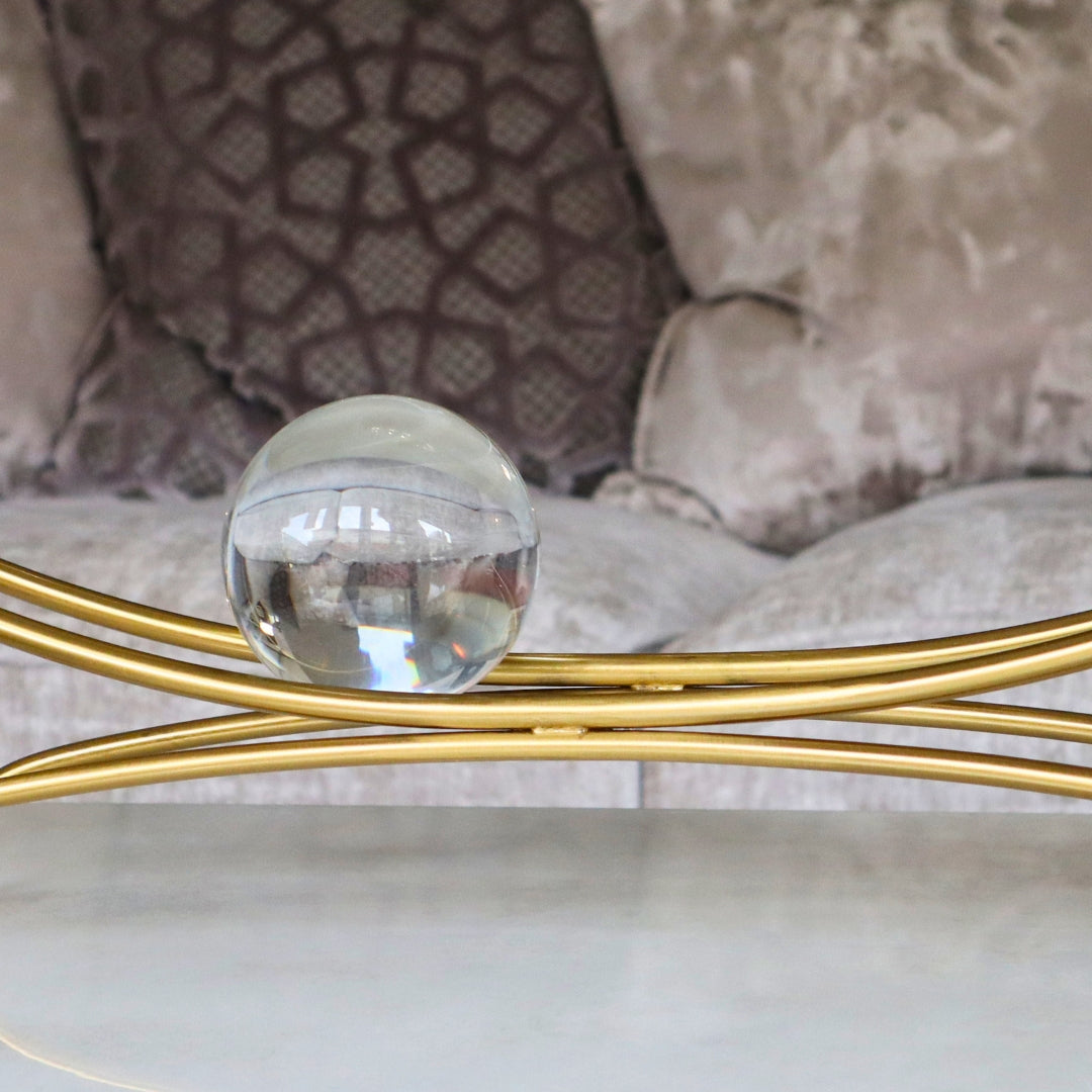 Thinking Man Statues with Crystal Ball Sculpture Figurine Ivan