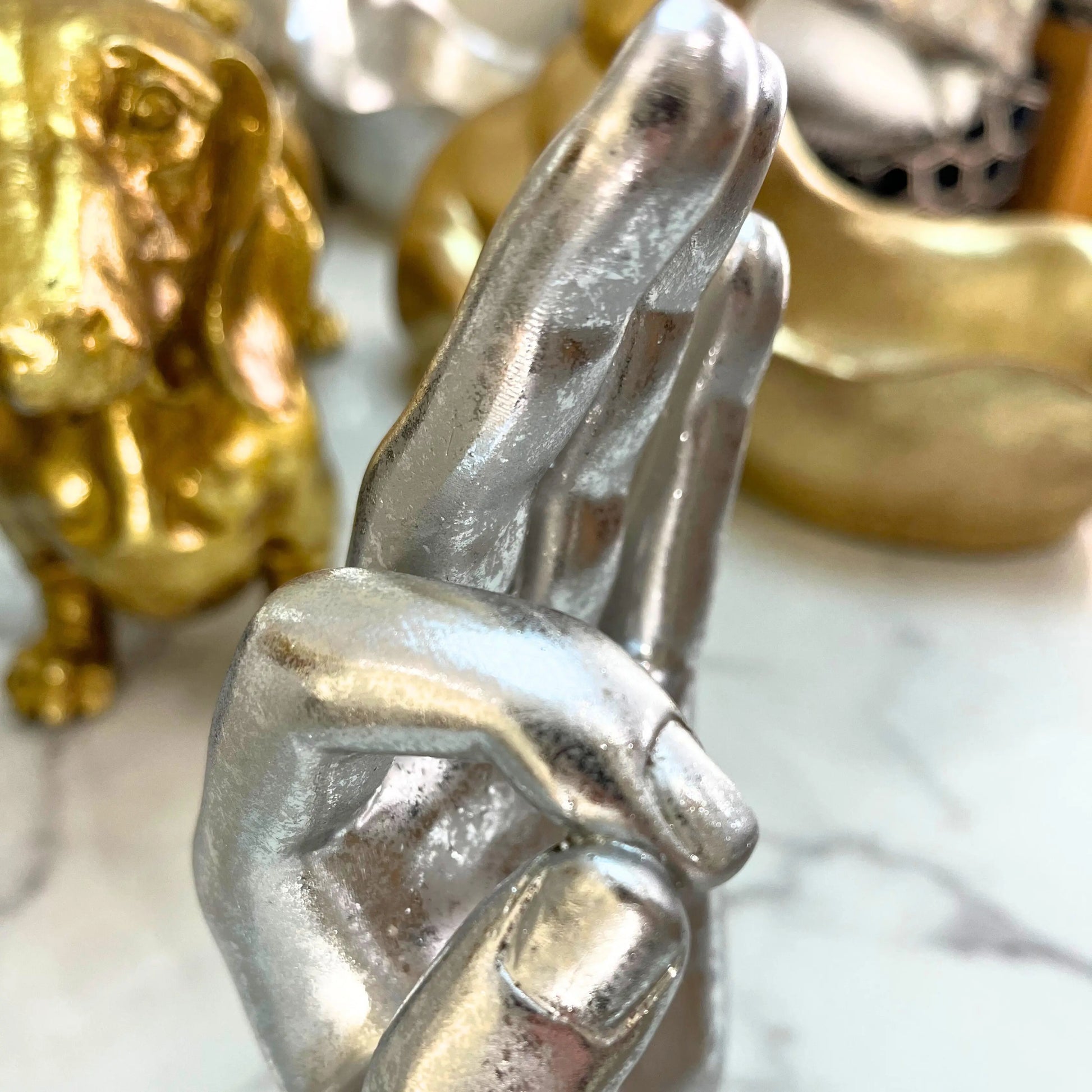 “OK” Hand Ornament in Silver or Gold Finish Home Store Living