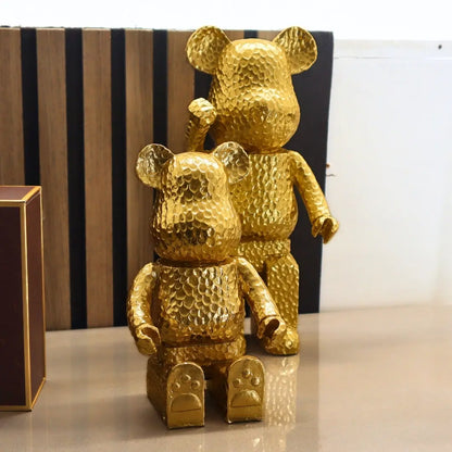 Gold Hammered Sitting Bear Sculpture richmond Interiors