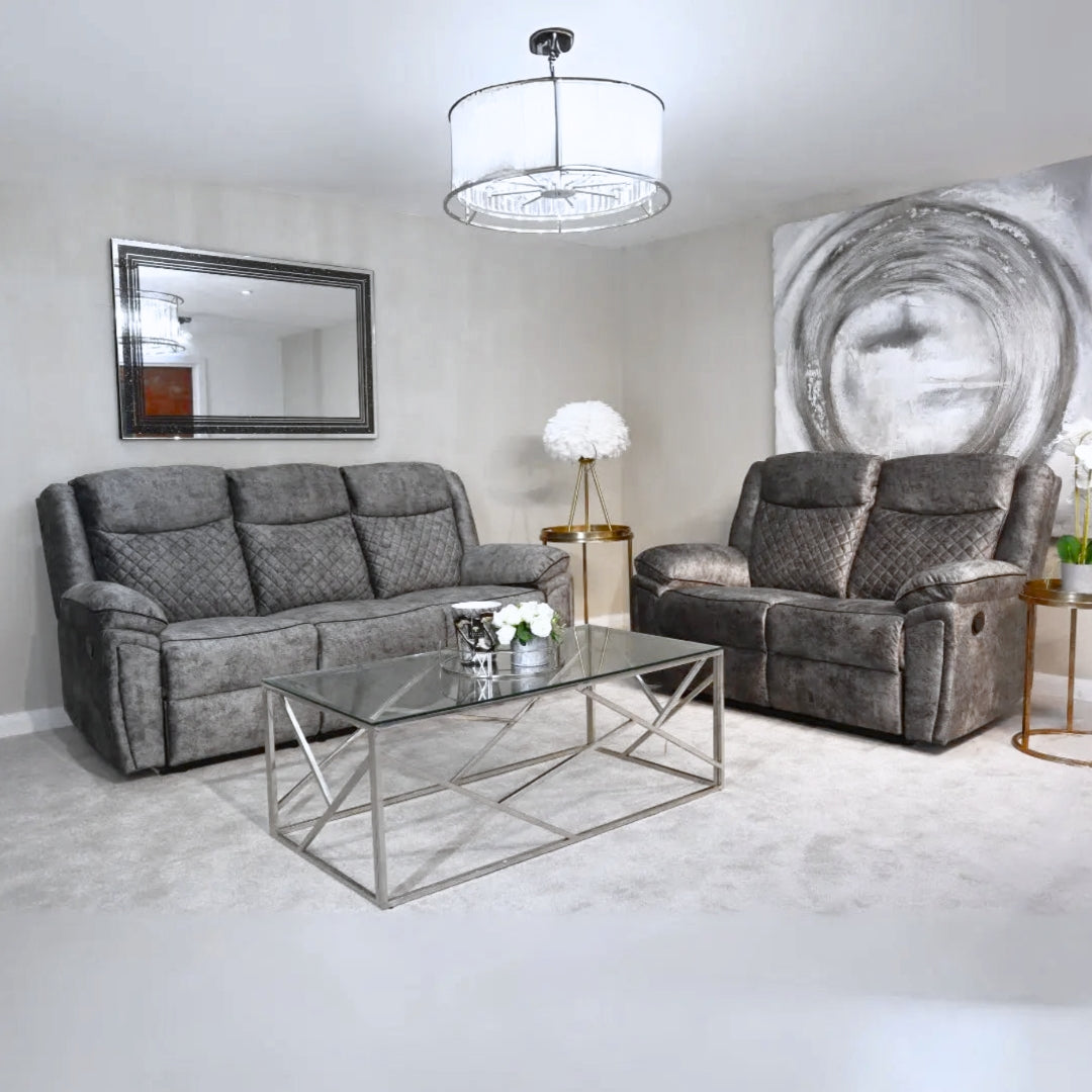 Chelsea 3 Seater Plush Velvet-Style Fabric Manual Recliner Sofa rs furniture