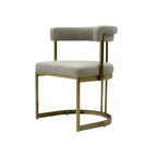 Lusso cream velvet dining chair, angled view