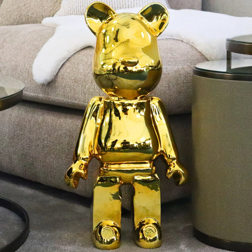 Large 68cm Gold Standing Bear Sculpture Ivan