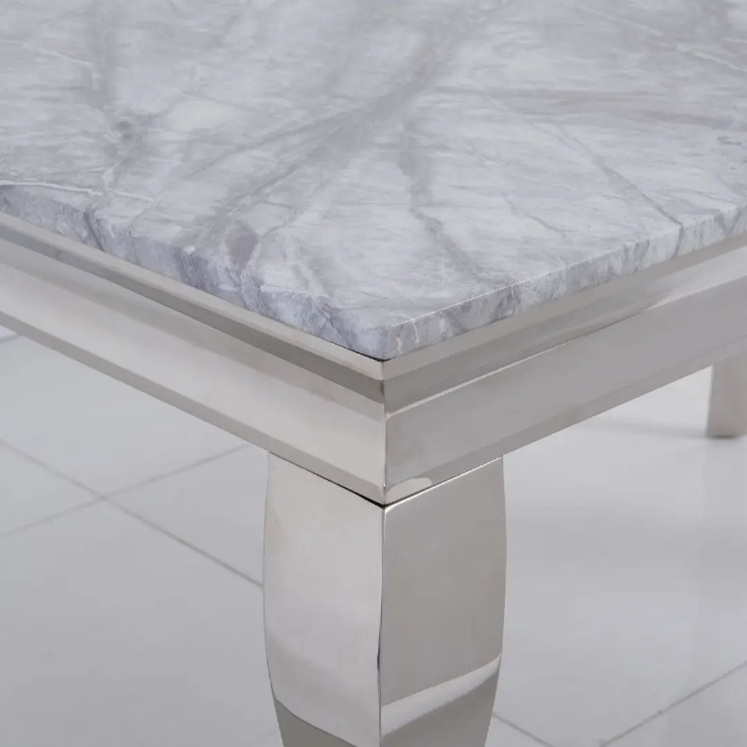 Louis Grey Marble Dining Table with Chelsea Velvet Chair Set Home Store Living