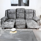 Chelsea 3 Seater Plush Velvet-Style Fabric Manual Recliner Sofa rs furniture