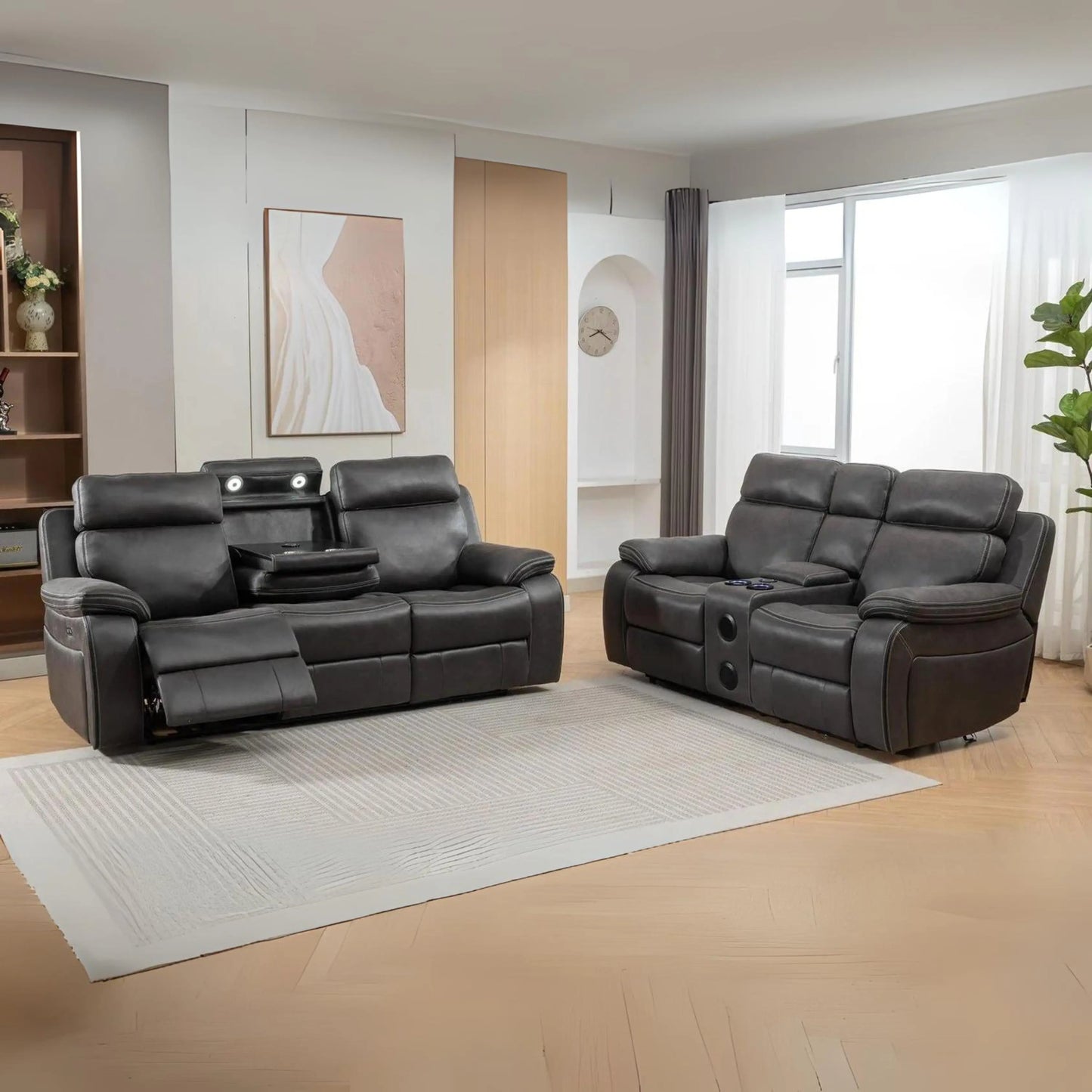 Techno Recliner (3+2 Seater Sofa Set) Dark Grey Home Store Living