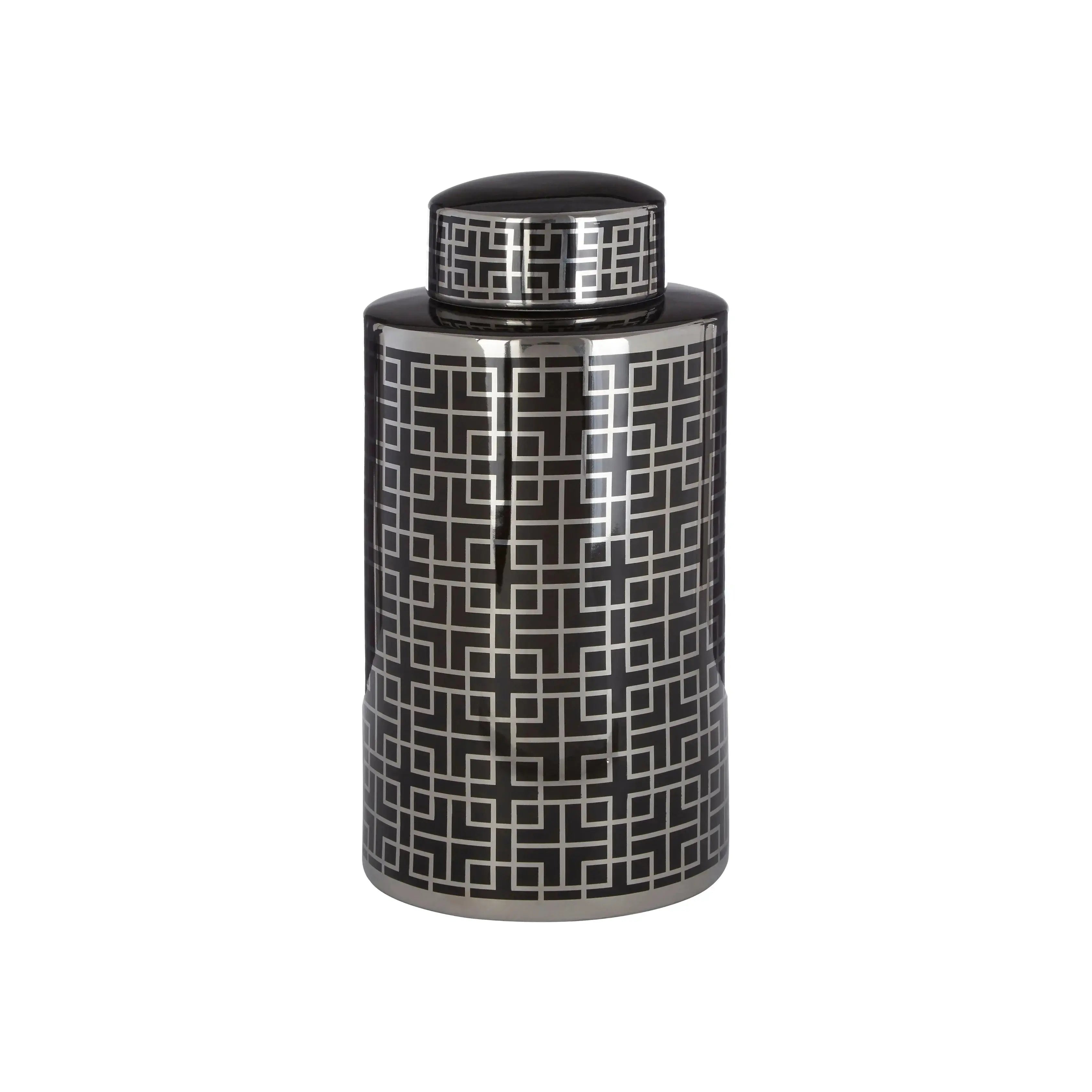 Dahlia Black and Silver Finish Ceramic Jar - Home Store Living